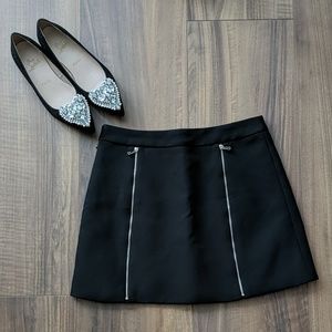 Cute Double Zipper Black Mini Skirt
